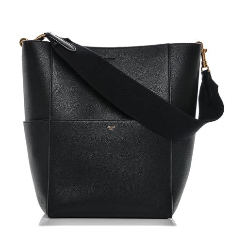 celine seau sangle black|Celine sangle leather bags.